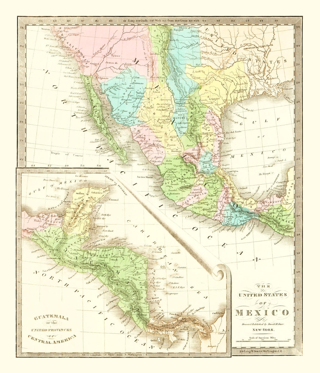 Vintage Map of Texas 1836