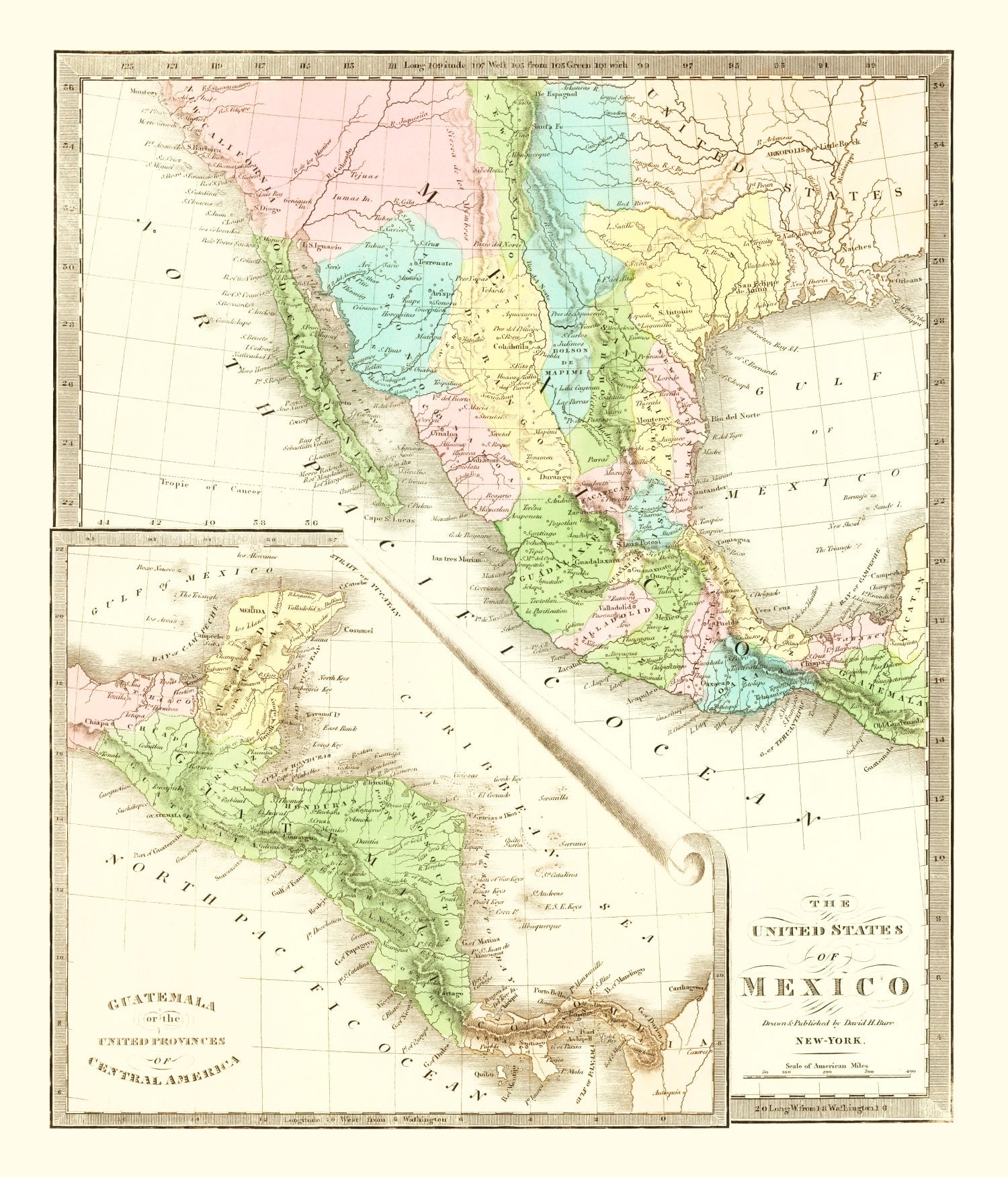 Vintage Map of Texas 1836