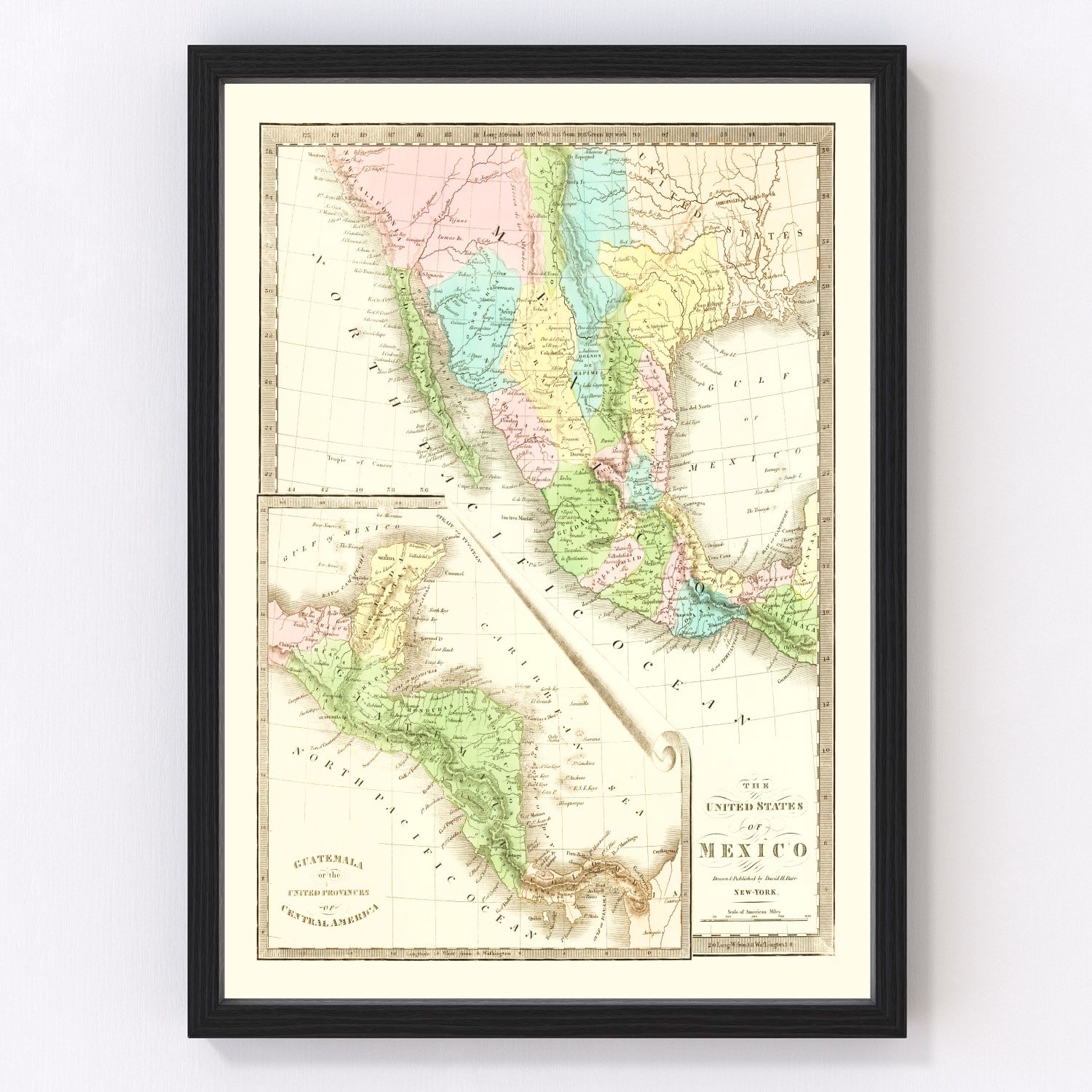 Vintage Map of Texas 1836