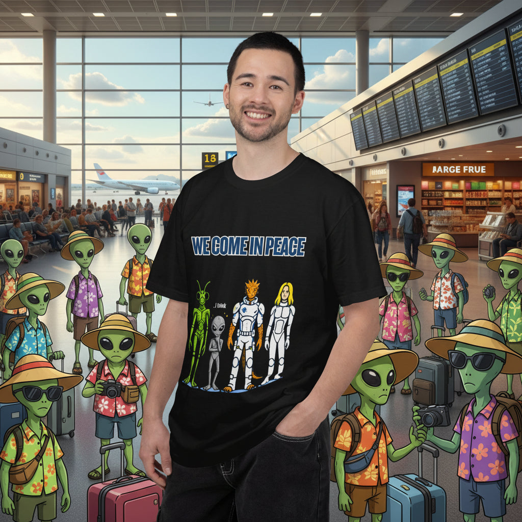 We Come in Peace Alien Crew Graphic T-Shirt