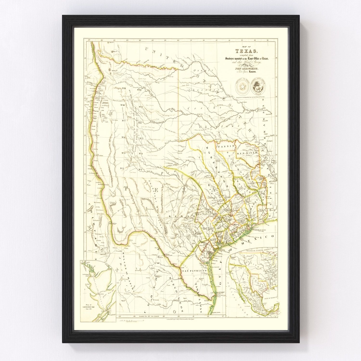 Vintage Map of Texas 1841