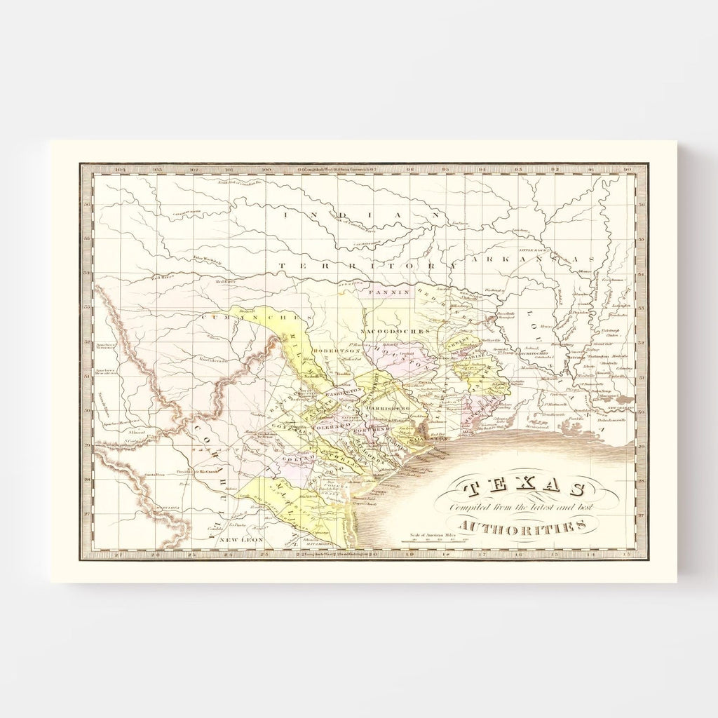 Vintage Map of Texas 1842