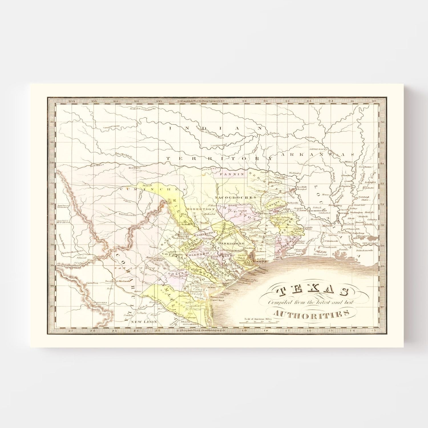 Vintage Map of Texas 1842