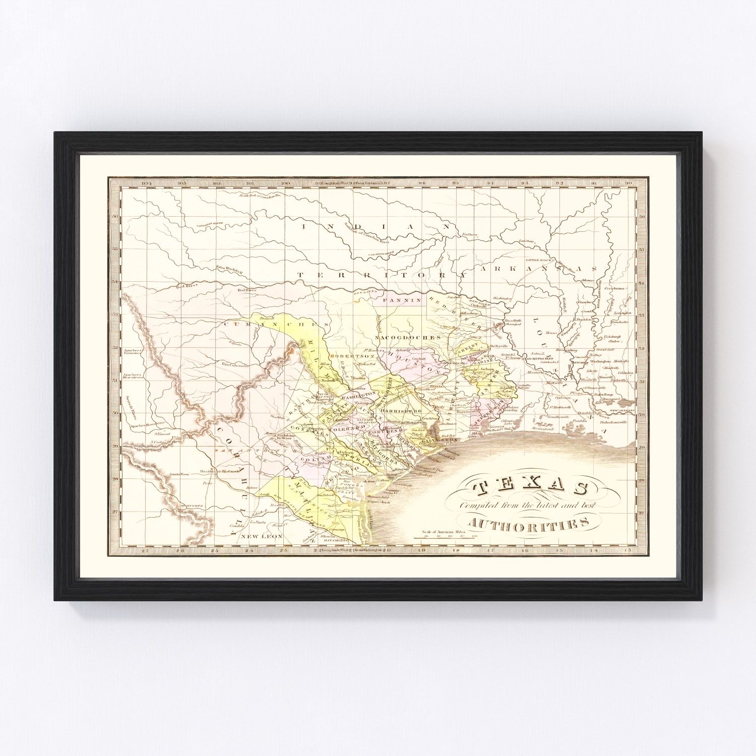 Vintage Map of Texas 1842