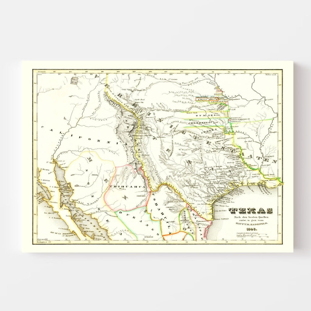 Vintage Map of Texas 1846