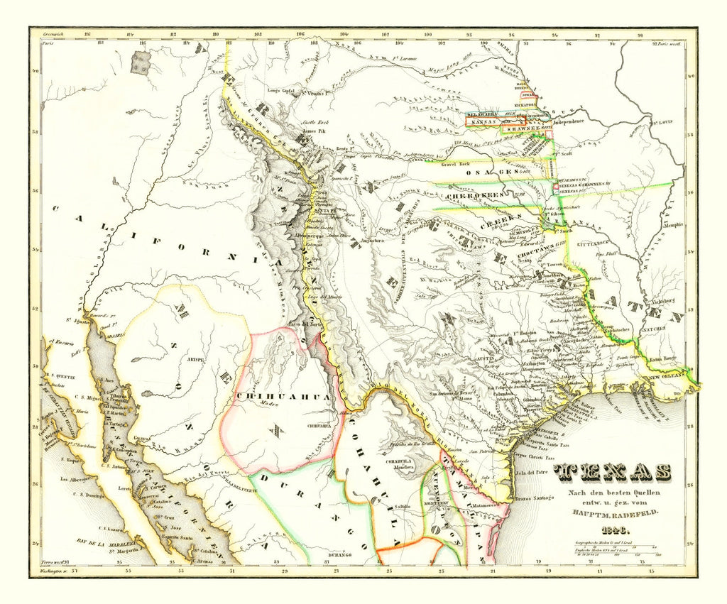 Vintage Map of Texas 1846