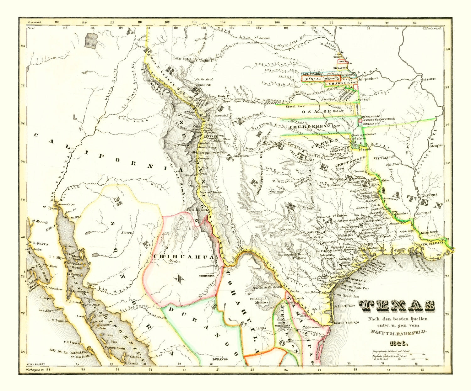 Vintage Map of Texas 1846