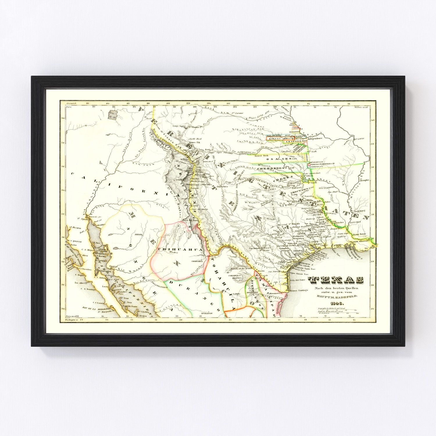 Vintage Map of Texas 1846