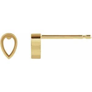 14K Yellow Gold 8.5x5.5 mm Pear Bezel-Set Earring Mounting