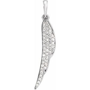 14K White Gold 1/5 CTW Natural Diamond Feather Pendant
