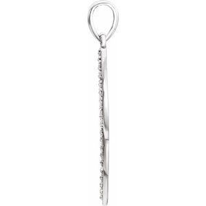 14K White Gold 1/5 CTW Natural Diamond Feather Pendant