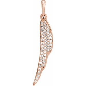 14K Rose Gold 1/5 CTW Natural Diamond Feather Pendant