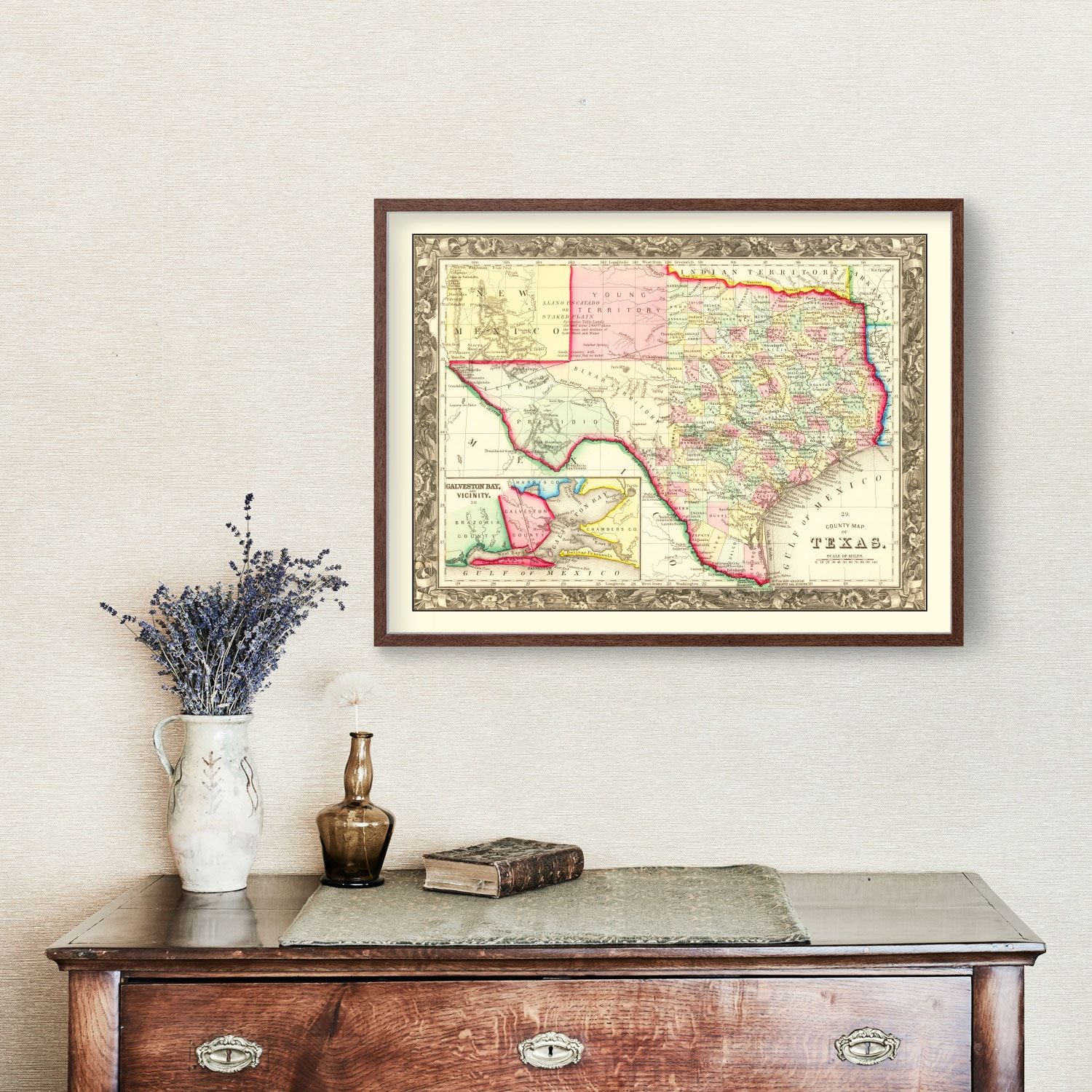 Vintage Map of Texas 1860