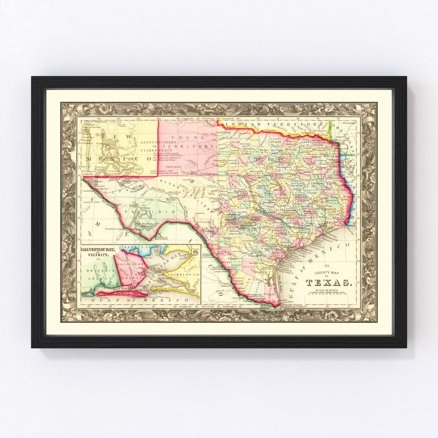 Vintage Map of Texas 1860
