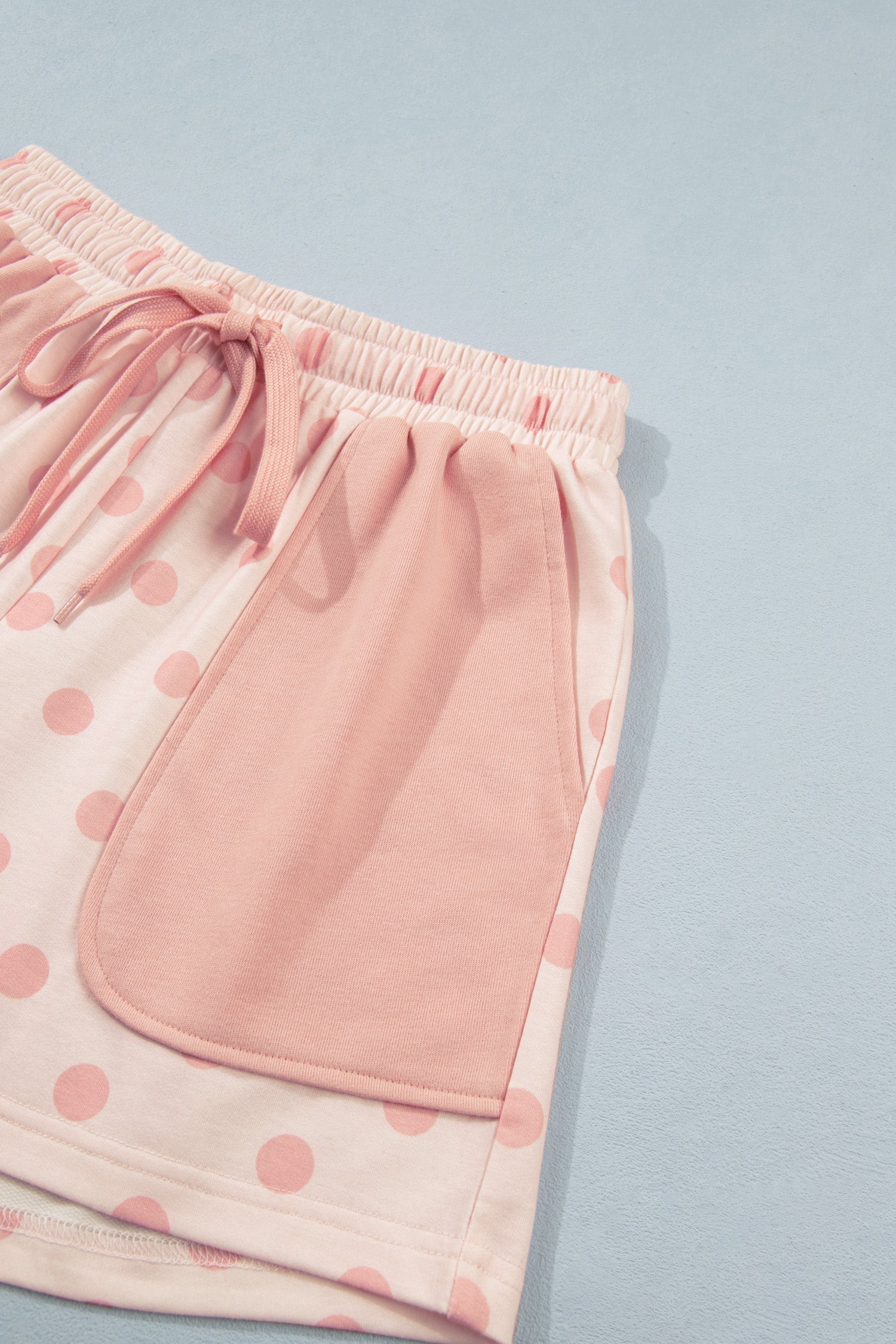 Polka Dot Polo Pullover & Elastic Waist Shorts Set