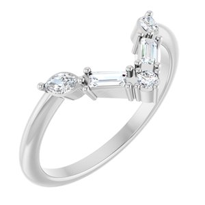14K White 1/4 CTW Natural Diamond V Ring