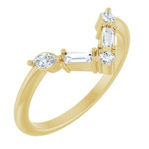 14K Yellow 1/4 CTW Natural Diamond V Ring