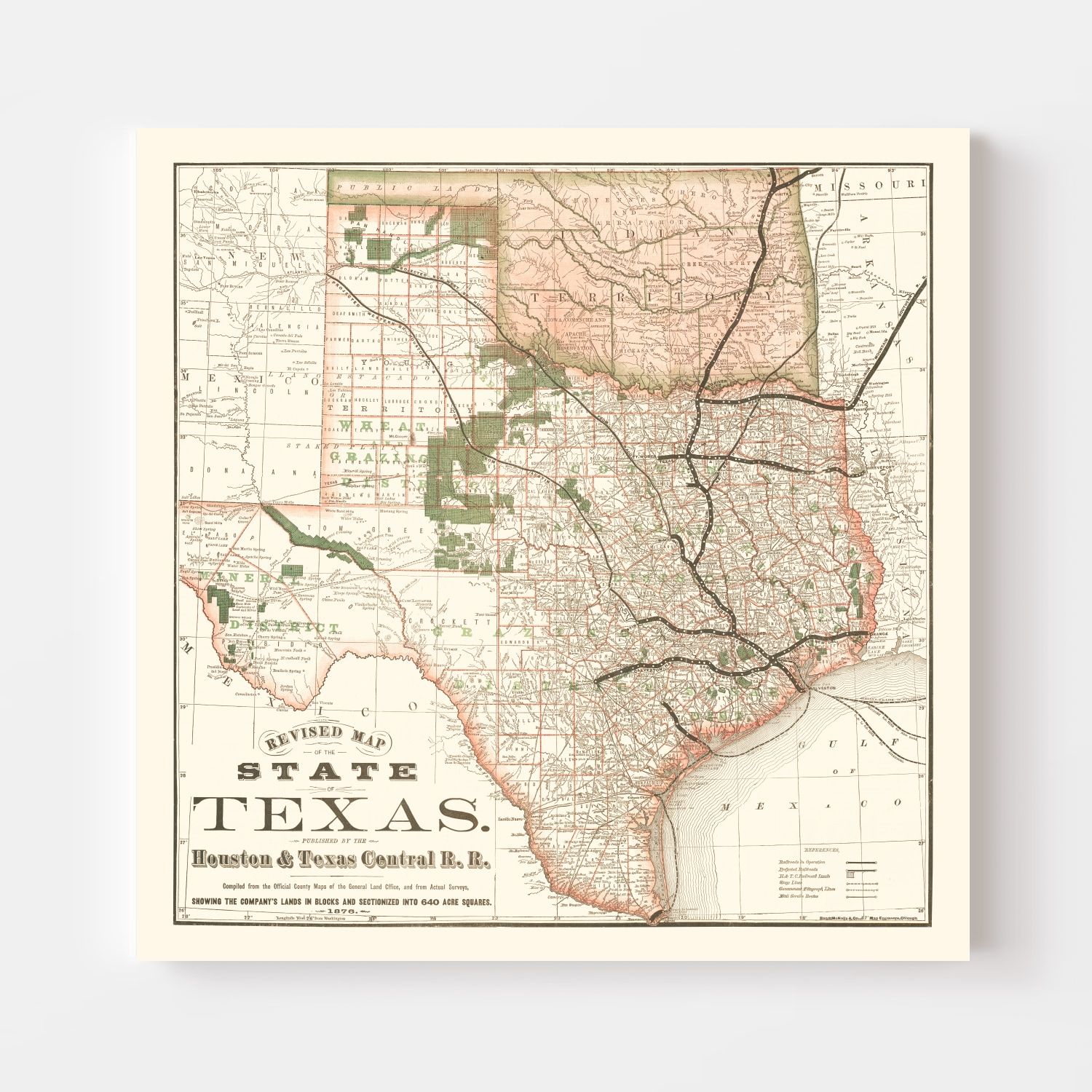 Vintage Map of Texas 1877