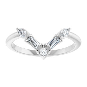 14K White 1/4 CTW Lab-Grown Diamond V Ring
