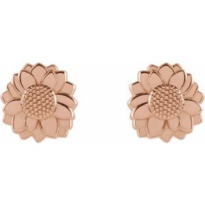 14K Rose Tiny Sunflower Earrings