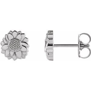 Platinum Tiny Sunflower Earrings
