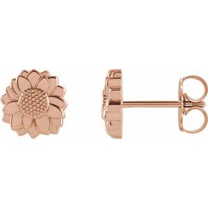 14K Rose Tiny Sunflower Earrings
