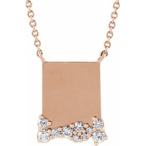 14K Rose Gold Engravable 1/5 CTW Natural Diamond 18" Necklace