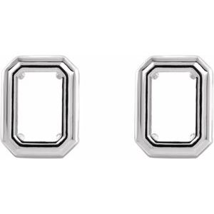 Sterling Silver 10x8 mm Emerald Back-Set Bezel Earring Mounting – image 2