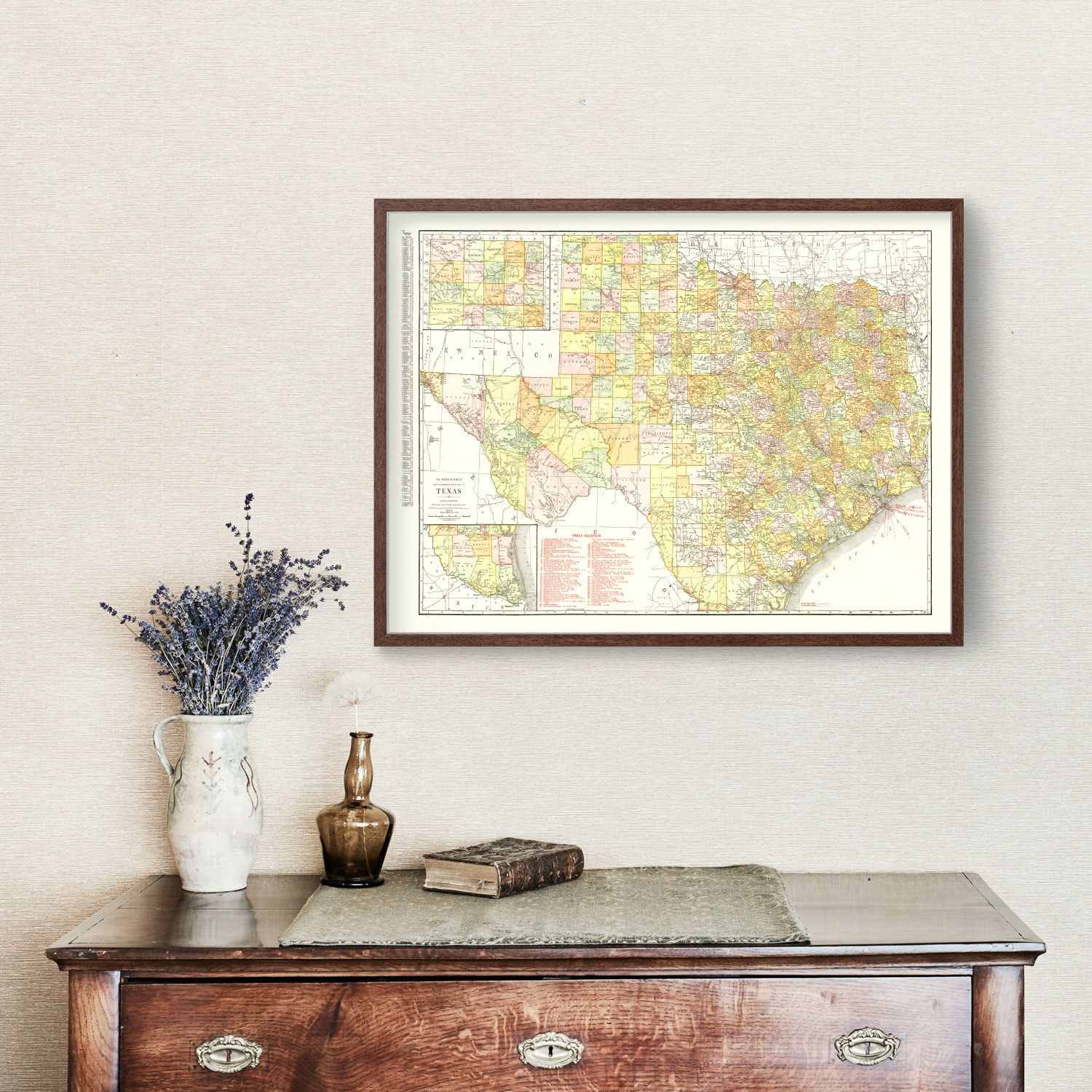 Vintage Map of Texas 1918