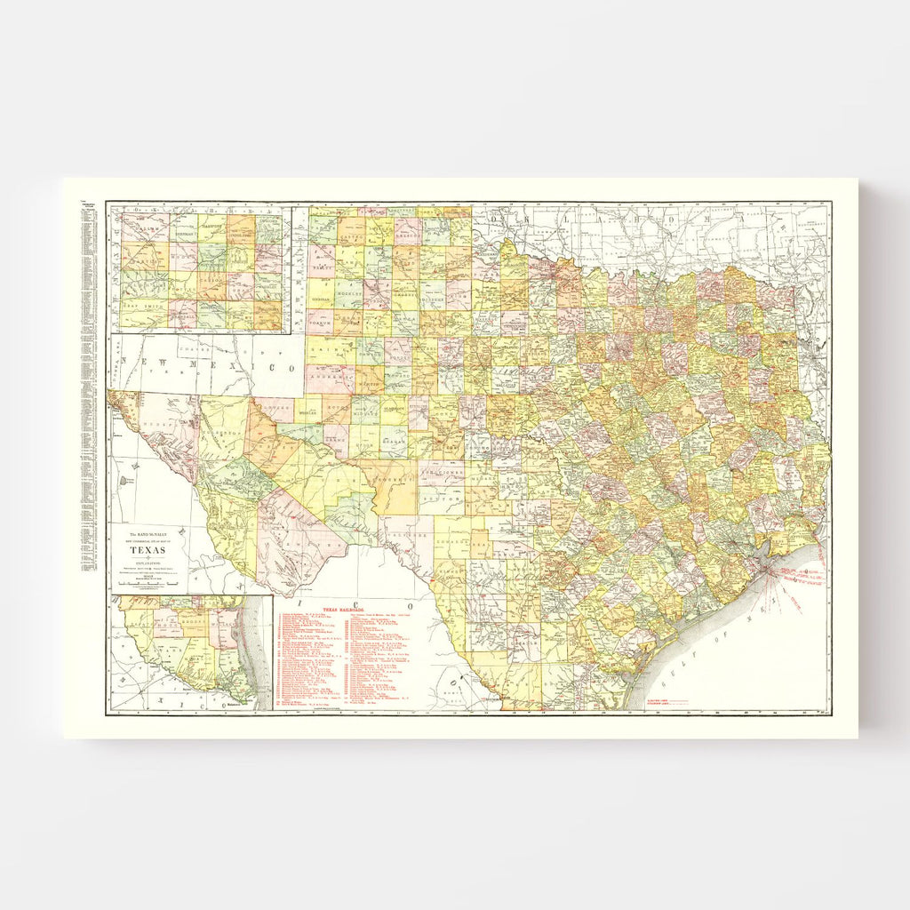 Vintage Map of Texas 1918