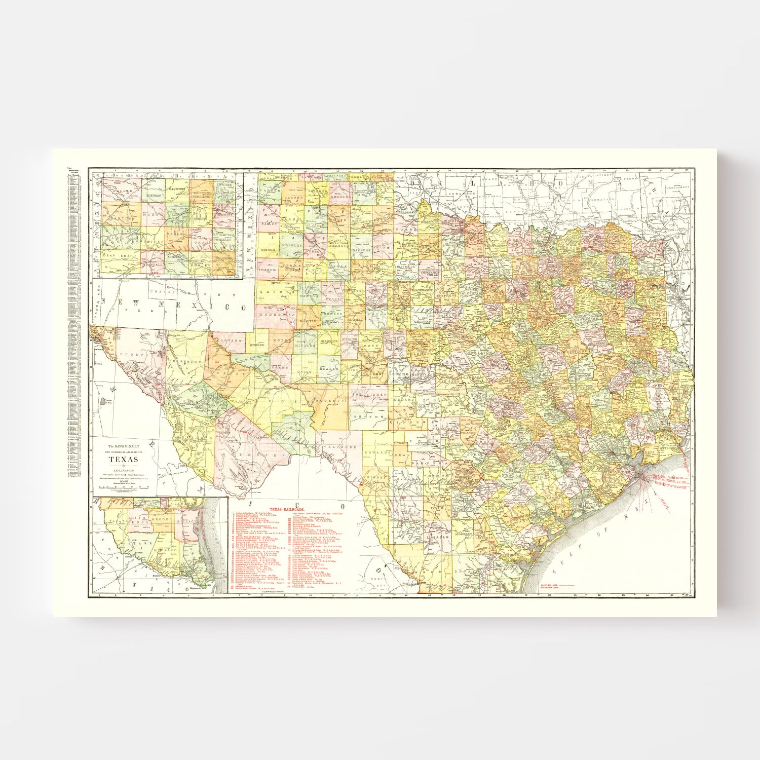 Vintage Map of Texas 1918
