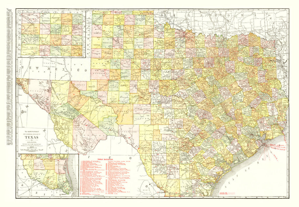 Vintage Map of Texas 1918