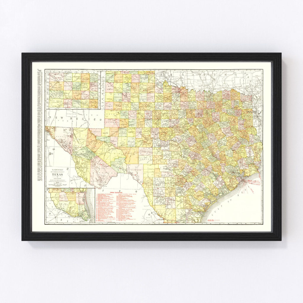 Vintage Map of Texas 1918