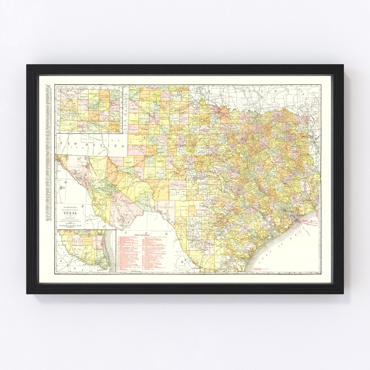 Vintage Map of Texas 1918