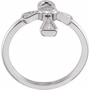 Platinum Natural Ethiopian Opal & .04 CTW Natural Diamond Ankh Cross Ring