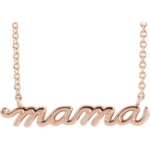 14K Rose Petite Mama Script 18" Necklace