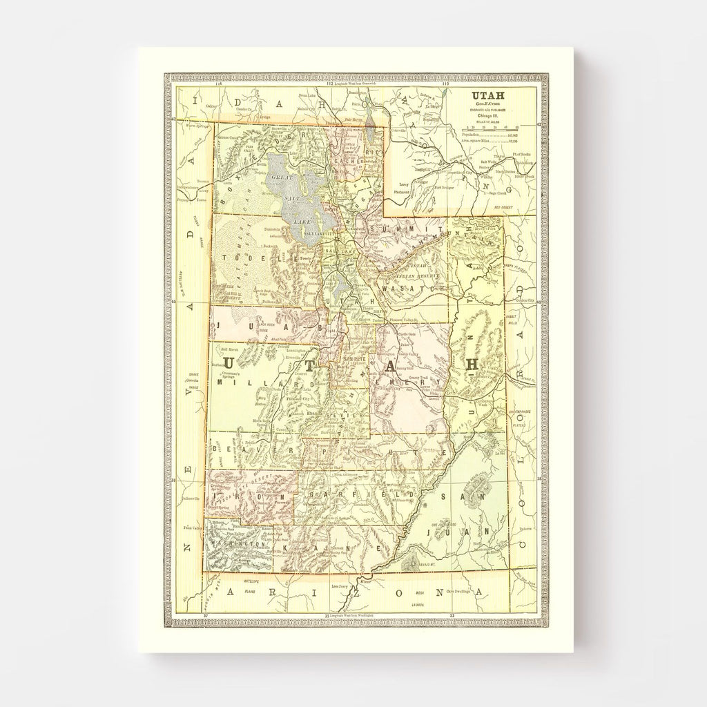 Vintage Map of Utah 1899