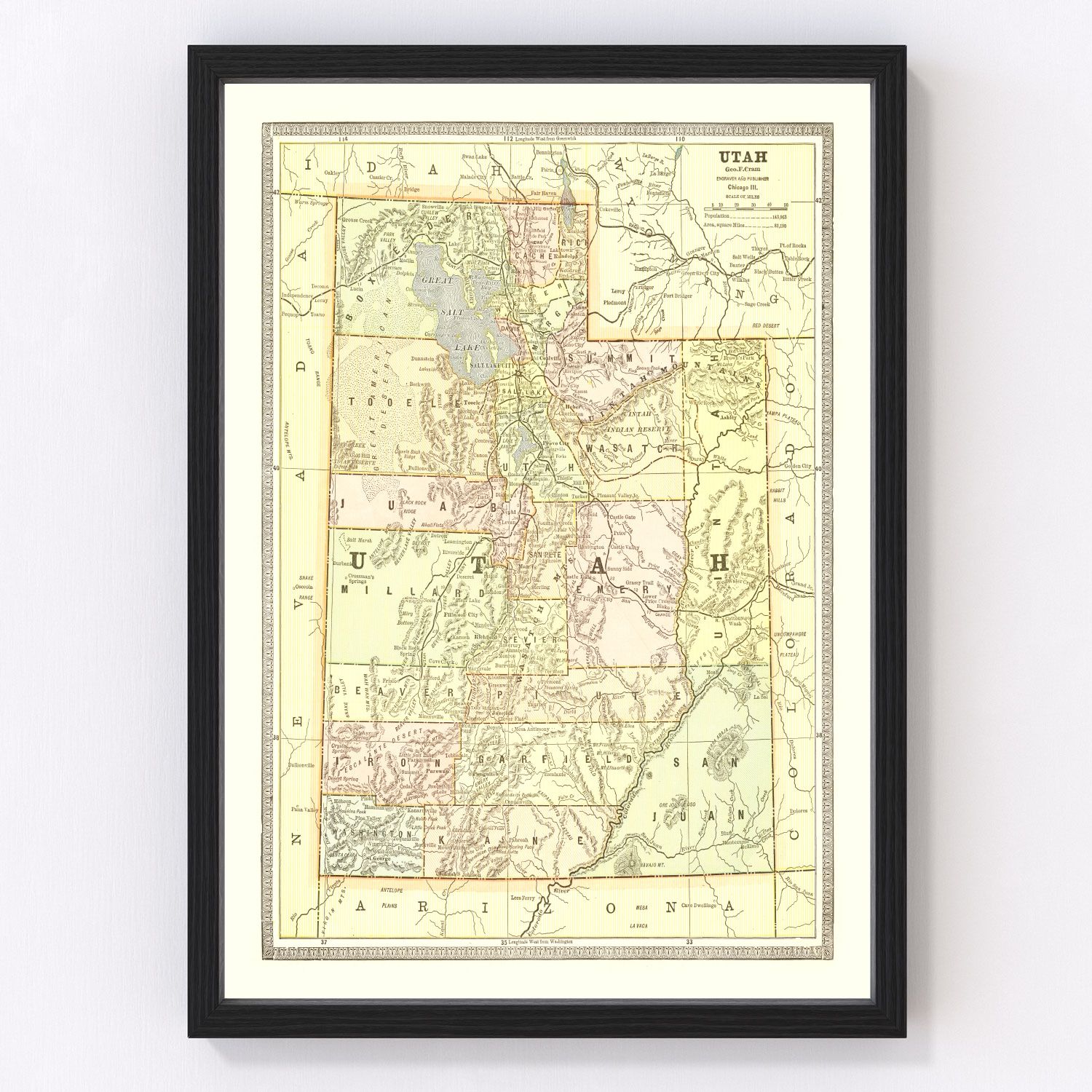 Vintage Map of Utah 1899