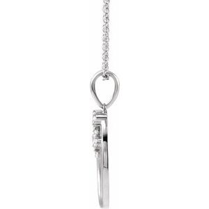 14K White Gold 1/8 CTW Natural Diamond Engravable Family Tree 16-18" Necklace