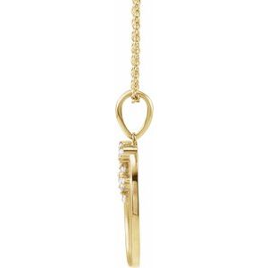 14K Yellow 1/8 CTW Natural Diamond Engravable Family Tree 16-18" Necklace
