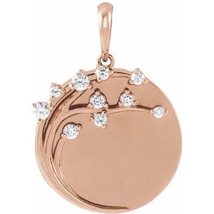 14K Rose Gold 1/8 CTW Natural Diamond Engravable Family Tree Pendant