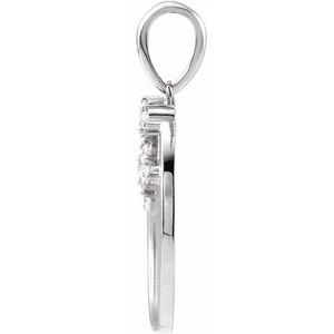 14K White Gold 1/8 CTW Natural Diamond Engravable Family Tree Pendant