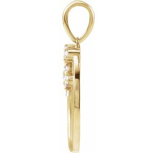 14K Yellow Gold 1/8 CTW Natural Diamond Engravable Family Tree Pendant
