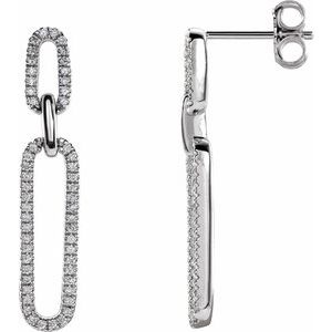 Sterling Silver 1/3 CTW Natural Diamond Link Earrings