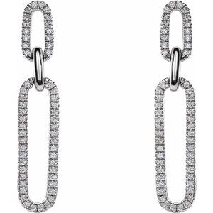 14K White Gold 1/3 CTW Natural Diamond Link Earrings – image 2