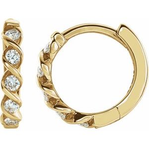 14K Yellow Gold 1/10 CTW Natural Diamond 9 mm Hoop Earrings