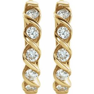 14K Yellow Gold 1/10 CTW Natural Diamond 9 mm Hoop Earrings – image 2