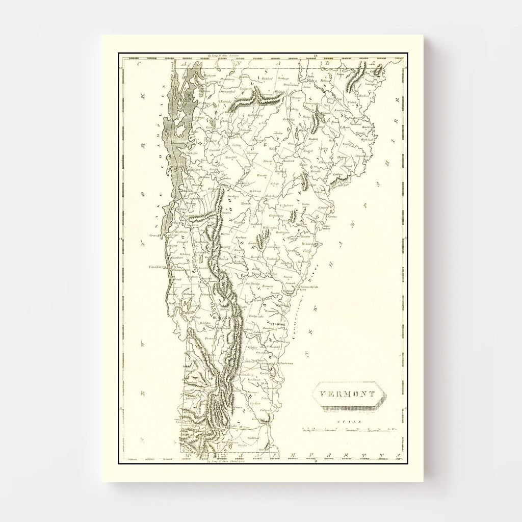 Vintage Map of Vermont 1804