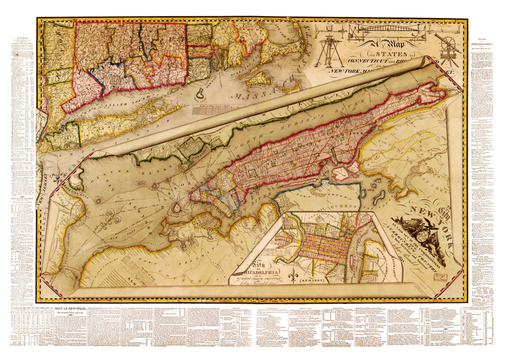 Vintage Map of New York City, New York 1821