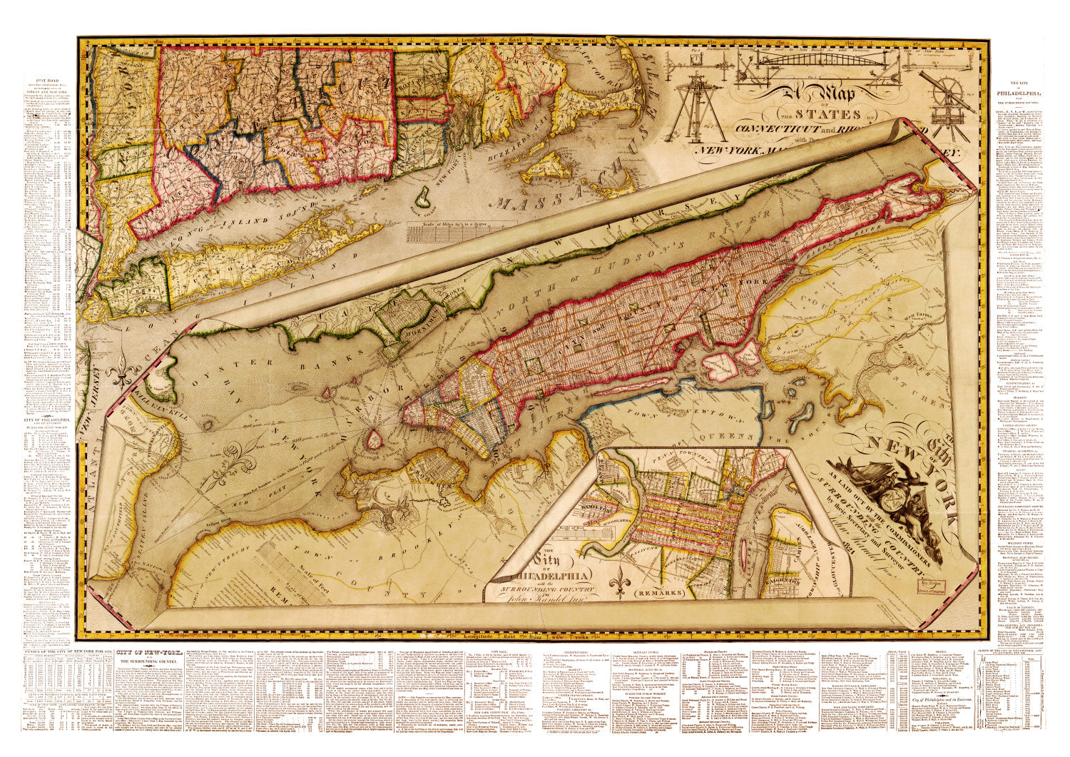 Vintage Map of New York City, New York 1821
